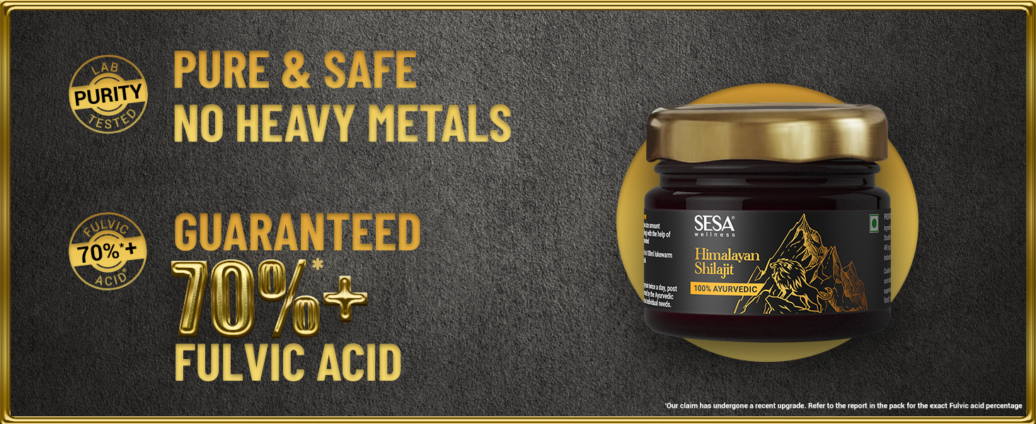 SESA Himalayan Shilajit Resin 20 g Shilajeet for Men Pure Ayurvedic Helps boost Strength, Endurance & Immunity - 70%+ Fulvic Acid Contains Lab Certificate