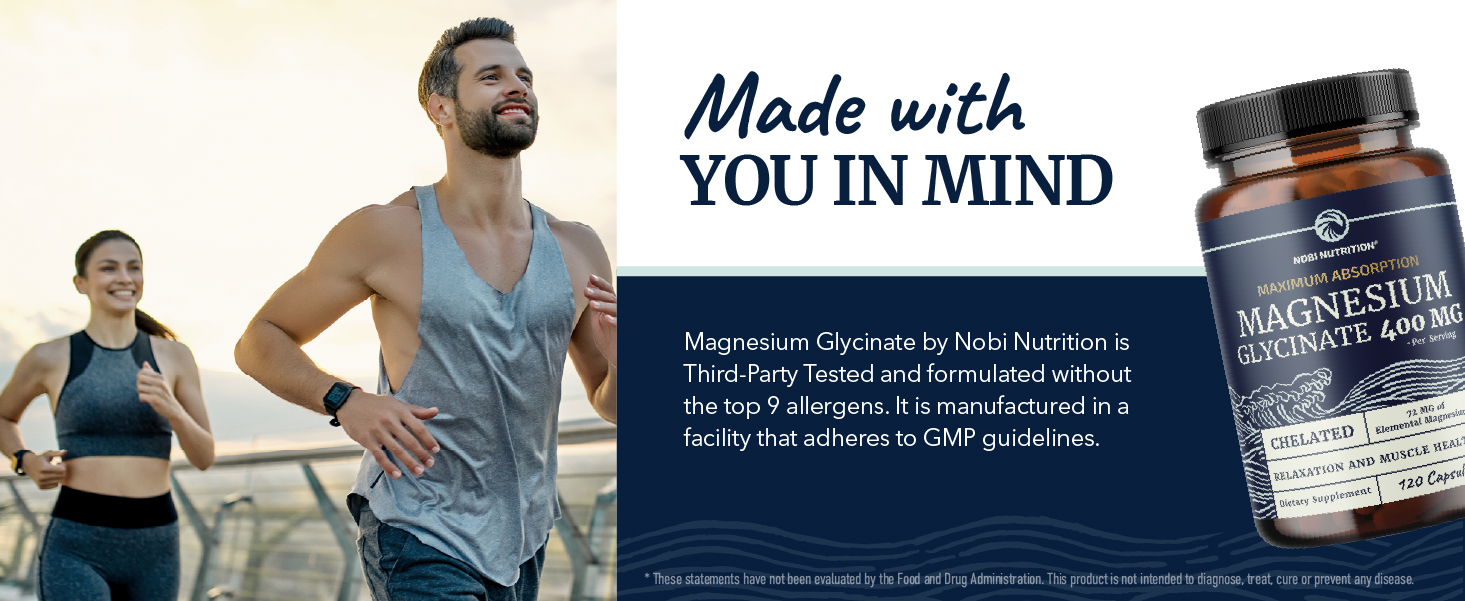 Magnesium Glycinate 400mg, High Absorption, Sleep, Calm & Muscle Support