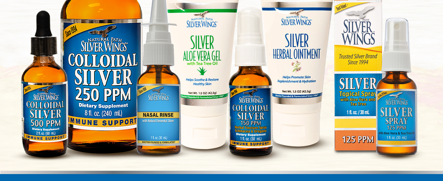 Natural Path Silver Wings - Natural Elemental Silver Nasal Rinse Spray | Cleanses Nasal Passages - 50ppm (250mcg) - 1 fl oz Spray