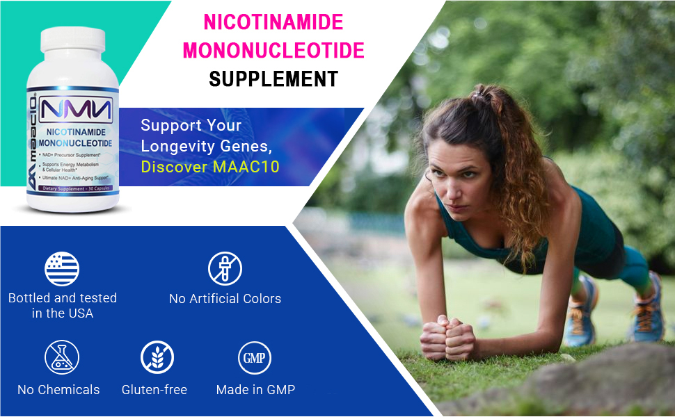 MAAC10 NMN 125mg 99% Pure Pharmaceutical Grade Supplement, 30 Capsules