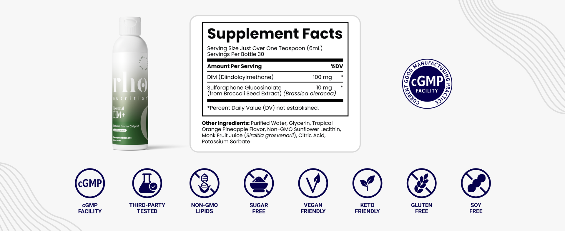Rho Nutrition Liposomal DIM+ Liquid Supplement
