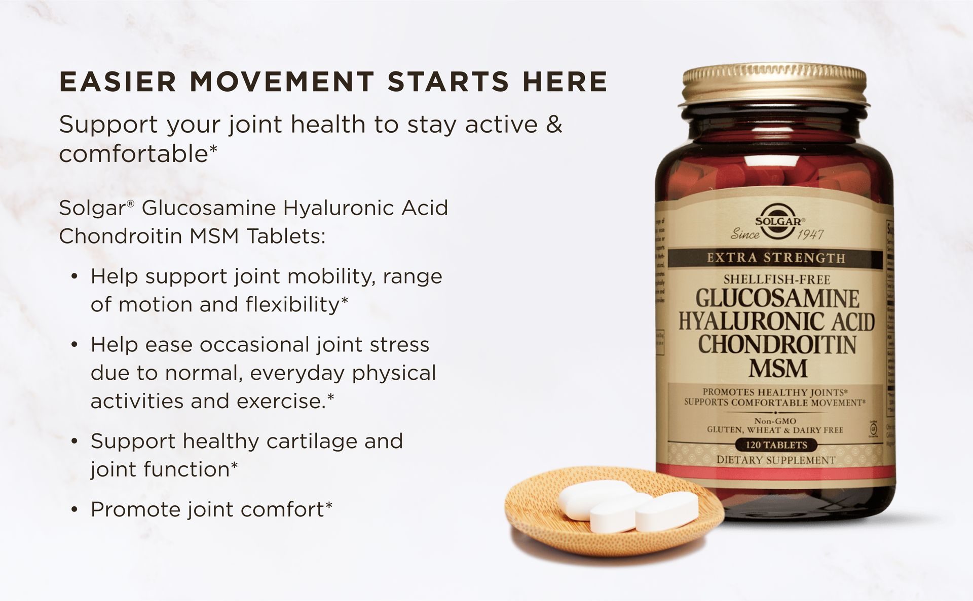 Solgar Glucosamine Hyaluronic Acid Chondroitin MSM, 60 Tablets