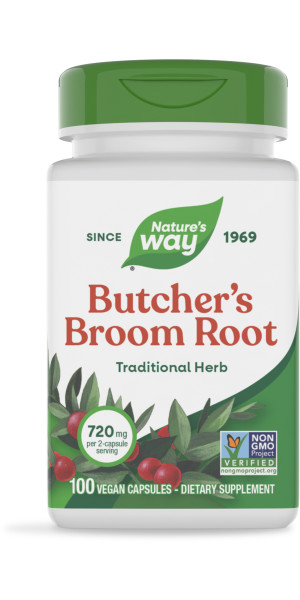 Nature's Way Butcher's Broom Root, Vegan, Non-GMO Project Verified, 100 ct
