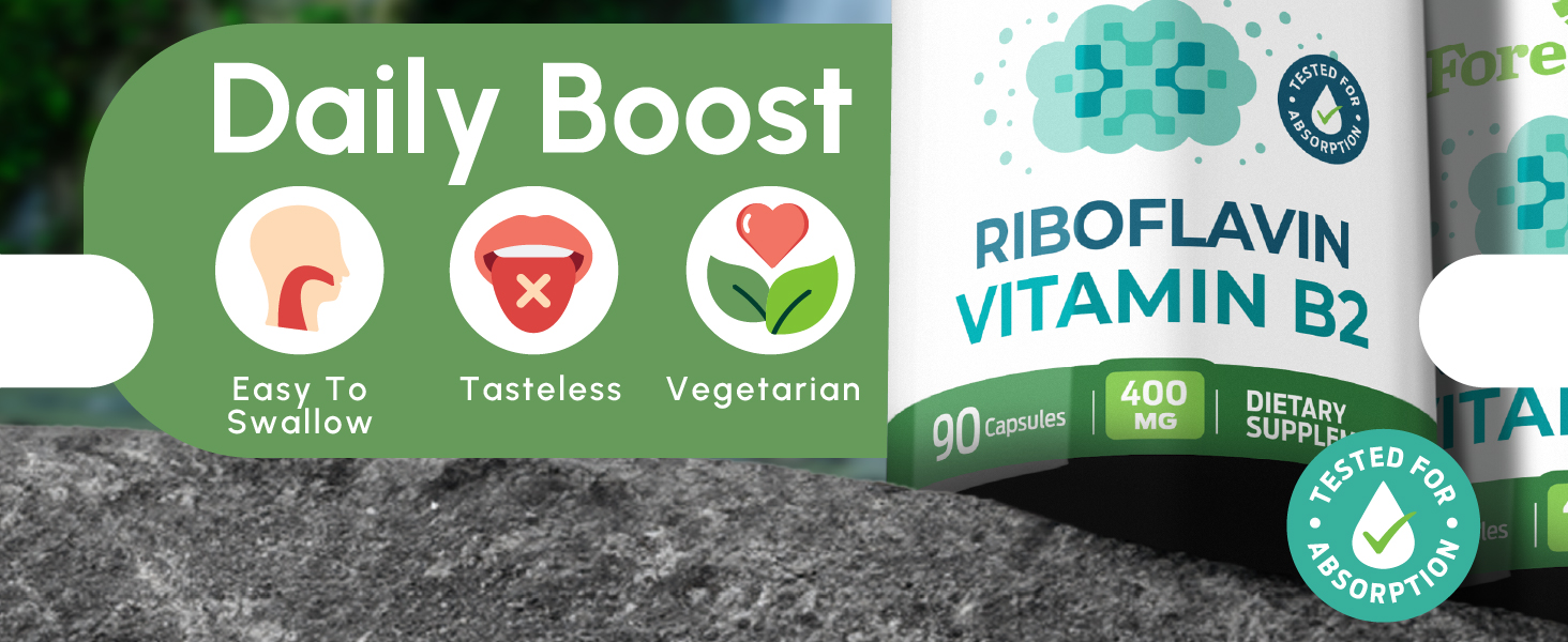 Vitamin B2 Riboflavin 400mg - Energy, Skin & Cellular Health Supplement - Nervous System Support - Vitamin B 2 Vit B - Non-GMO & Gluten Free - B2 Vitamin 400mg Vegetable Capsules, 90 Count 2-Pack