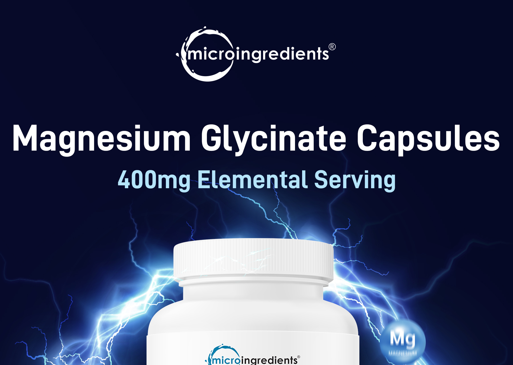 Micro Ingredients Pure Magnesium Glycinate 400mg Per Serving, 240 Capsules | Chelated Mineral Supplements with Elemental Form | Non-GMO, Filler Free