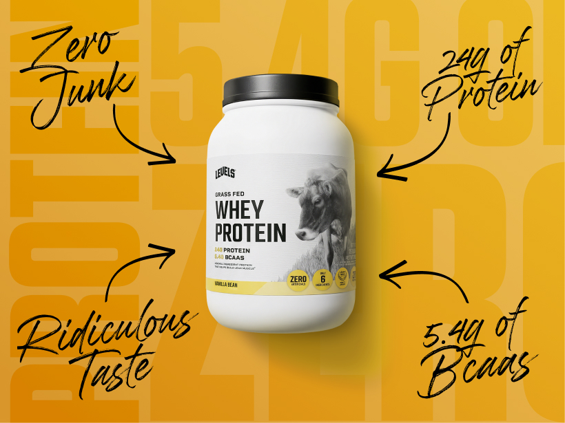 Levels Whey Protein Powder, No Artificial Ingredients, Vanilla Bean, 2LB