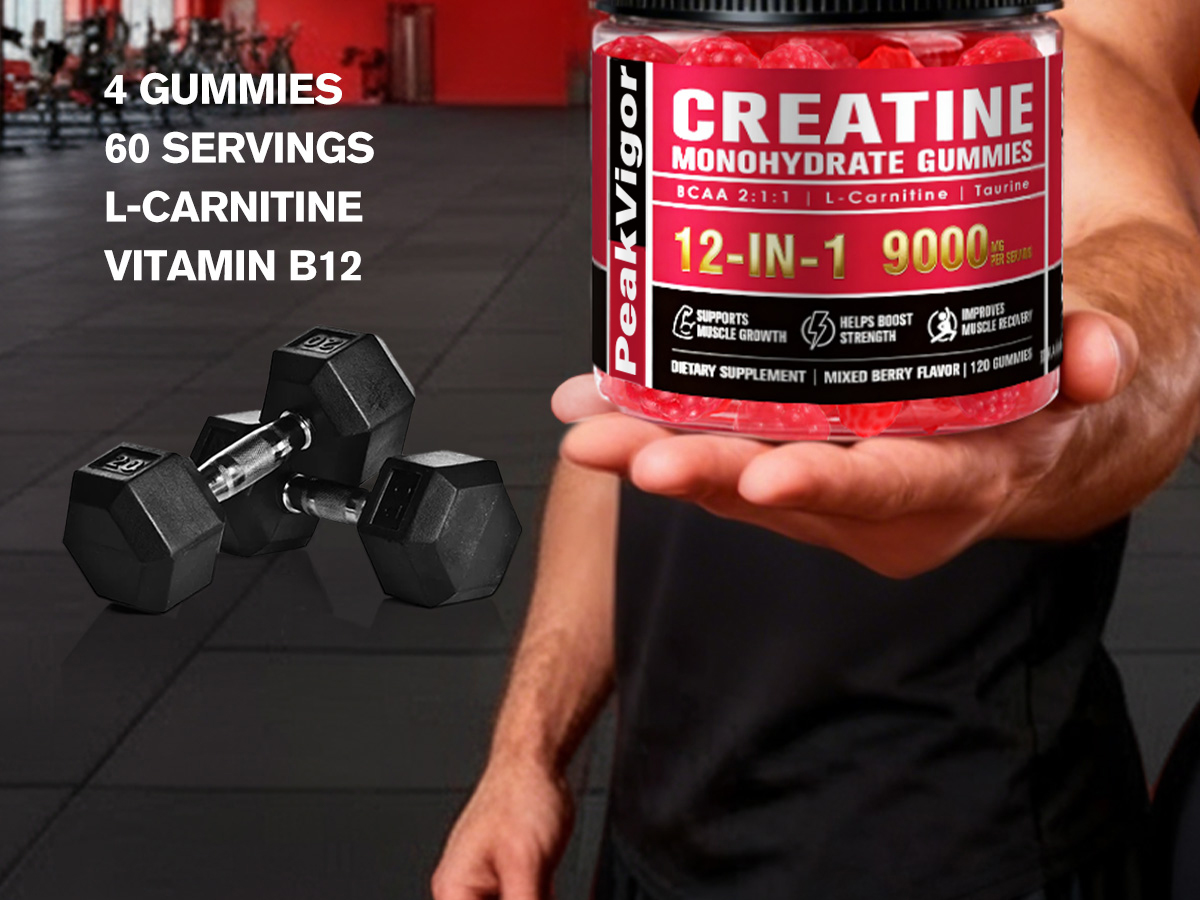 Creatine Monohydrate Gummies 12 in 1 Complex for Women & Men, 120 Count