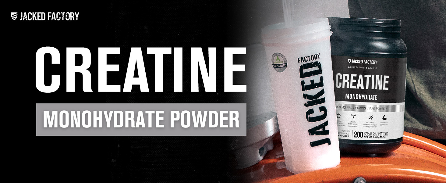 Jacked Factory Creatine Monohydrate Powder 1000g - 5g Daily Micronized Creatine Monohydrate for Men and Women, Vegan-Friendly, Third-Party Tested - 200 Servings, Unflavored