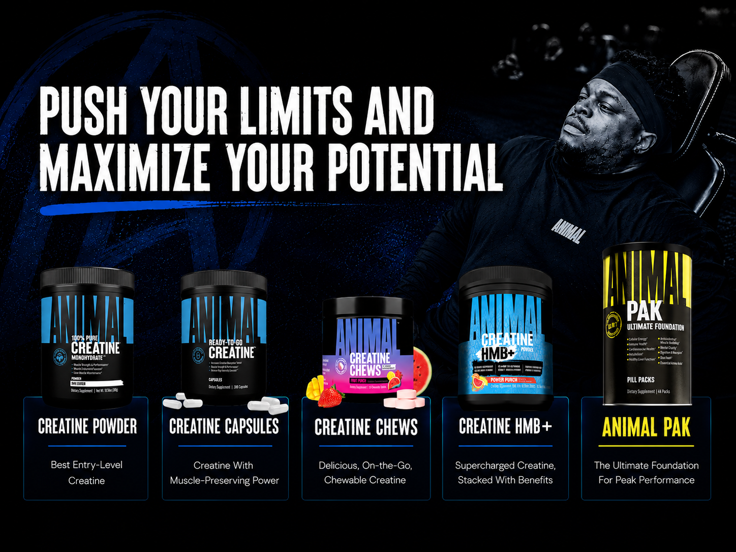 Animal Creatine Monohydrate HMB+ for Men & Women | 5 Single Serving Sampler