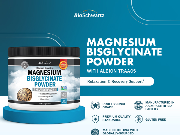 Magnesium Bisglycinate Powder Chelated Supplement, 60 Servings, 237g