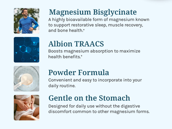 Magnesium Bisglycinate Powder Chelated Supplement, 60 Servings, 237g