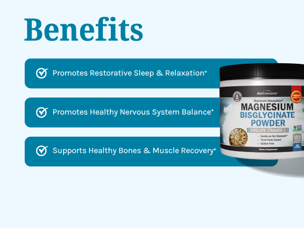 Magnesium Bisglycinate Powder Chelated Supplement, 60 Servings, 237g