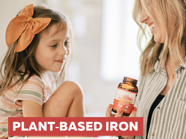 Organic Iron Supplement, Whole Food Mineral & Cofactors, 25mg, Gentle Form