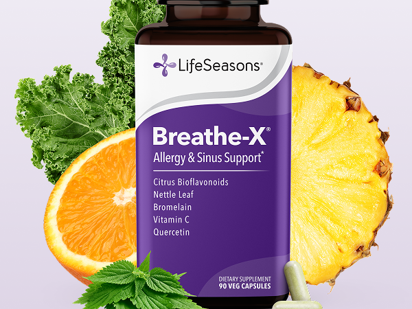 Breathe-X - Allergy & Sinus Relief Supplement - Supports Sinuses & Nasal Discomfort - Non-Drowsy & Fast-Acting - Quercetin, Bromelain, Citrus Bioflavonoids, Nettle Leaf & Vitamin C - 90 Capsules
