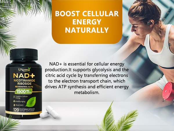 NAD Supplement 1500mg - Liposomal NAD+ Resveratrol - 120 Capsules