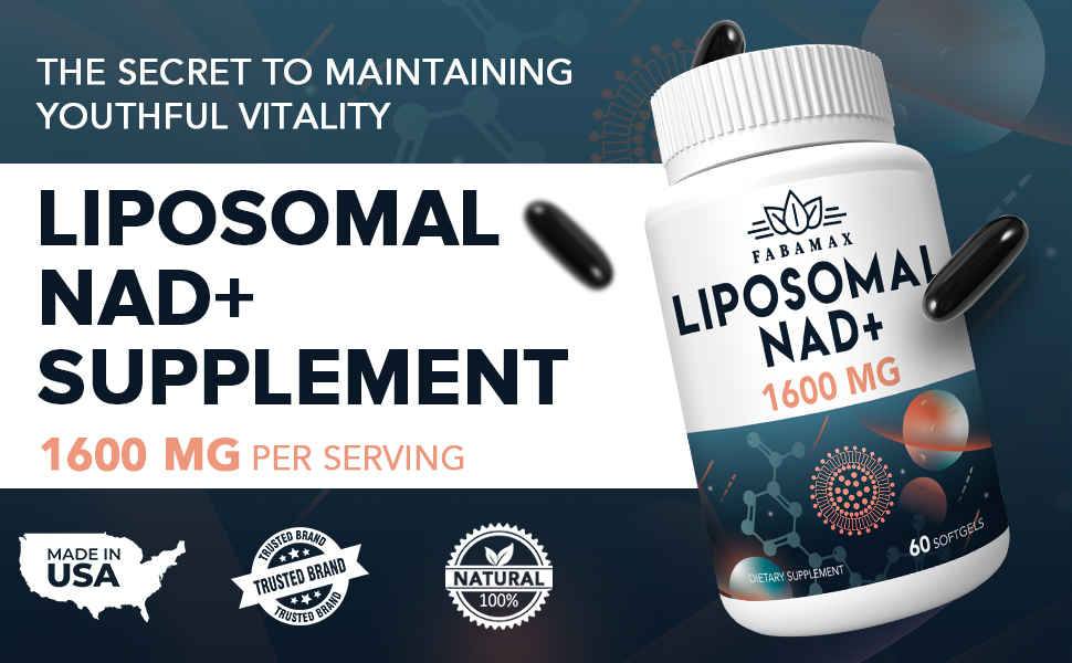 1600 mg Liposomal NAD Supplement, 98% Pure NAD+ Supplement, Superior Absorption, Alternative to Nicotinamide Riboside or NADH to Boost NAD+ for Aging Defense, Energy, Longevity, 120 Softgels