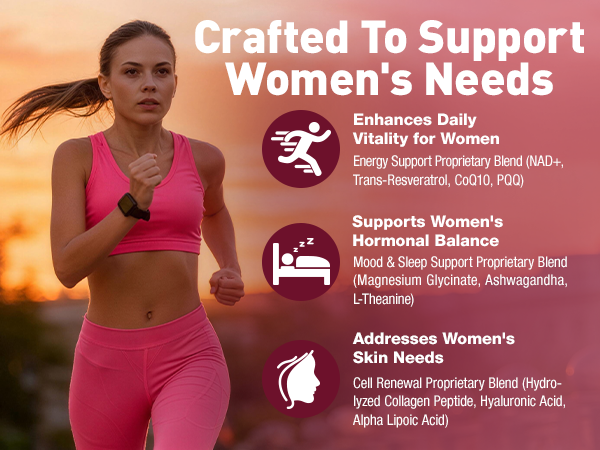 Totaria NAD+ Supplement for Women - NAD Trans-Resveratrol Supplement with Magnesium,CoQ10,PQQ, Ashwagandha,Collagen Peptide - NMN & NMNH Alternative - Cellular Renewal & Energy - 120 Capsules