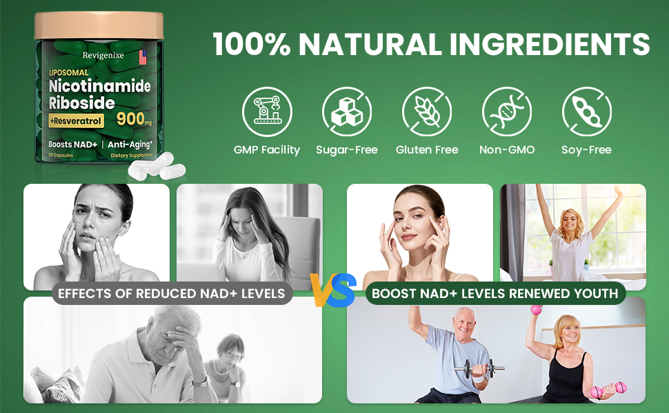 NAD+ Supplement - Liposomal Nicotinamide Riboside & Resveratrol 900mg