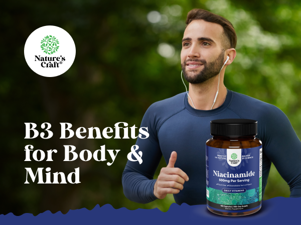 Niacinimide 500mg Capsules, Vitamin B3 NiacinamidaSupplement - 180 Count