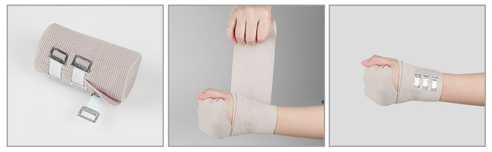 FRESINIDER Elastic Bandage Wrap 4 Pack(2 X 3" + 2 X 4" Wide Rolls) + 24 Clips | Stretch Compression Bandage Stretches up to 15ft | Ideal for Medical, Sports, Sprains, Calf, Ankle & Foot
