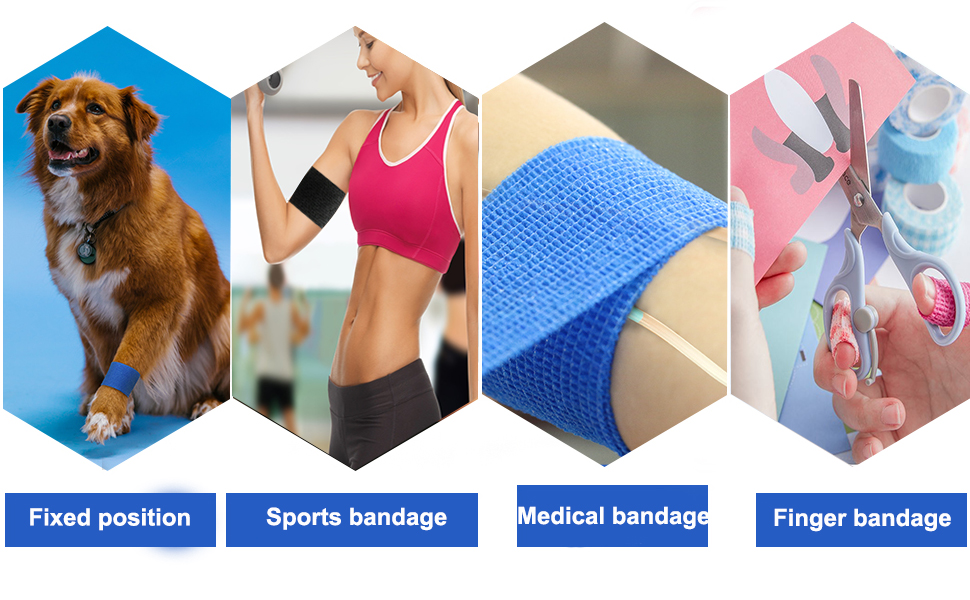 Self Adhesive Bandage Wrap 8 Pack 2" x 5 Yard Elastic Vet Wrap Cohesive Bandage Non Woven Breathable Bandage for Wrist Ankle Sprains Swelling(Black)