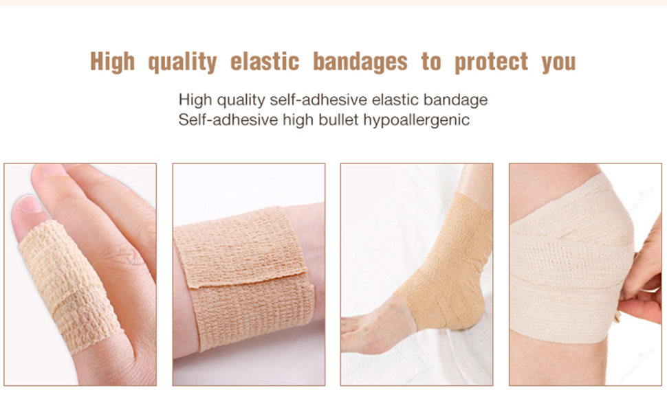 Self Adhesive Bandage Wrap 8 Pack 2" x 5 Yard Elastic Vet Wrap Cohesive Bandage Non Woven Breathable Bandage for Wrist Ankle Sprains Swelling(Black)