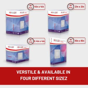 HEALQU Island Dressing - 4"x10", 30 Count - Bordered Gauze Sterile Individually Wrapped Gauze Pads, Water-Resistant, Non-Woven Backing - Soft and Breathable Wound Dressing for First Aid and Medical