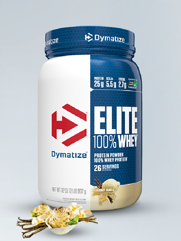 Dymatize Elite 100% Whey Protein Supplement Powder, Pre and Post Workout Protein Powder, 2 lbs, 907 gm, Gourment Vanilla