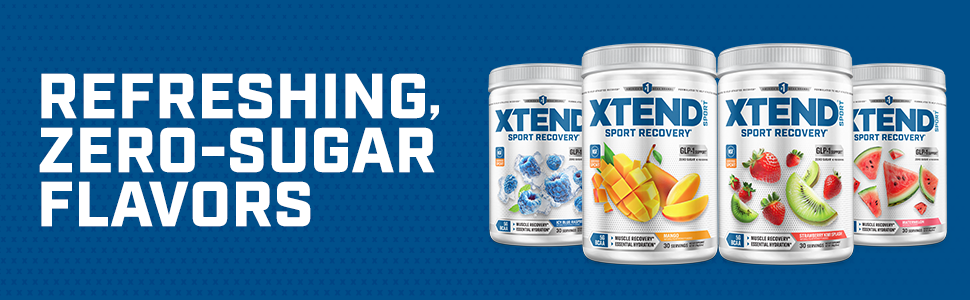 XTEND Sport BCAA Powder Blue Raspberry Ice - Electrolyte Powder for Recovery & Hydration with Amino Acids - 30 Servings