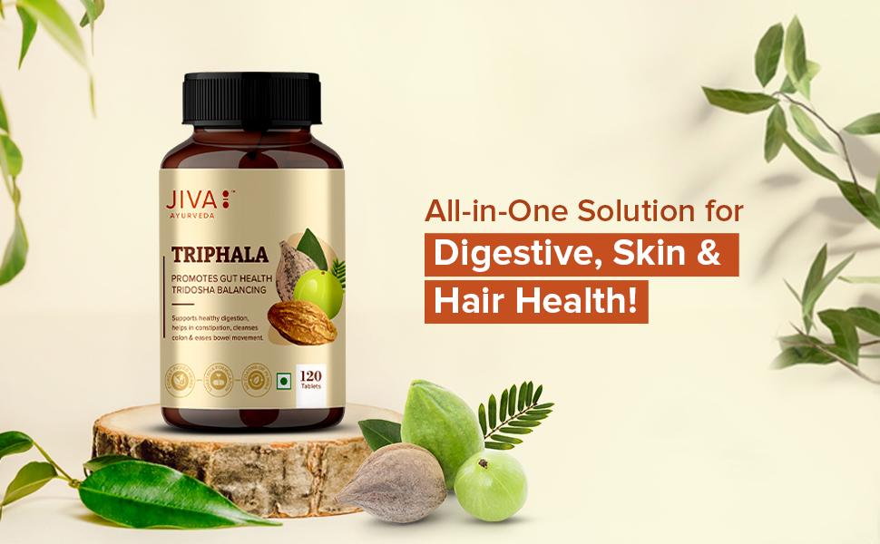 Jiva Triphala Tablet (120 Tablets) |Supports Gut Health & Immune System | Ayurvedic Triphala Churna Tablets Improves Digestion | Helps in Detox | Constipation Colon & For Eye & Hair | pack of 1