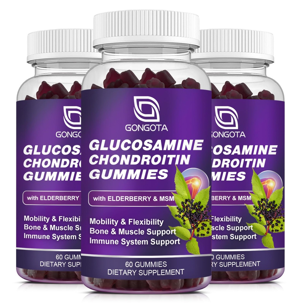 Glucosamine Chondroitin Gummies - 2 Pack, Ekstra Kuvvet 1500 mg Glucosamine ile MSM & Elderberry, Flexability Support, Best Cartilage & Immune Support Supplement for Men and Wome - 180 Gummies