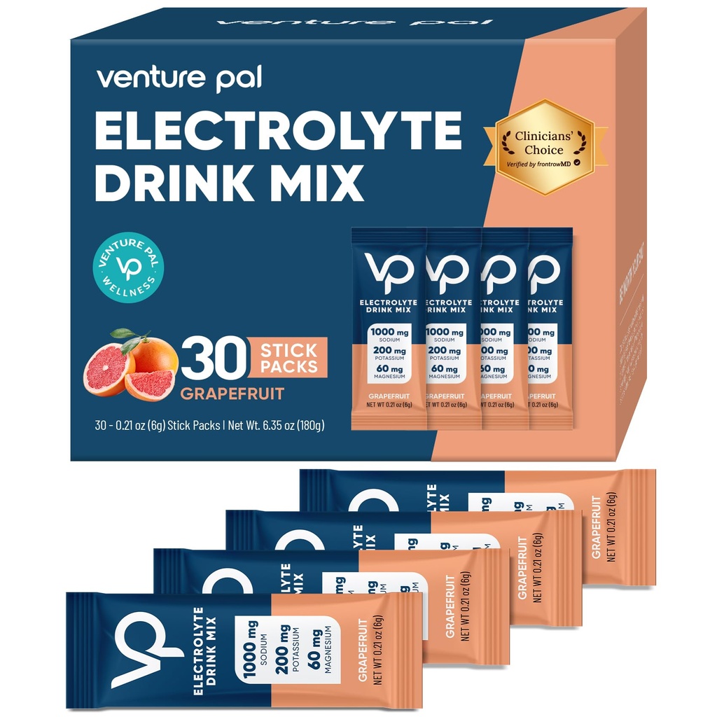 Venture Pal High sodyum Sugar Free Electrolytes Toz Packet - Hydration Packets with Vitamin, sodyum & P properties | Zero Calories | Vegan, Keto & Paleo Friendly Electrolyte Drink Mix - 30 Sticks