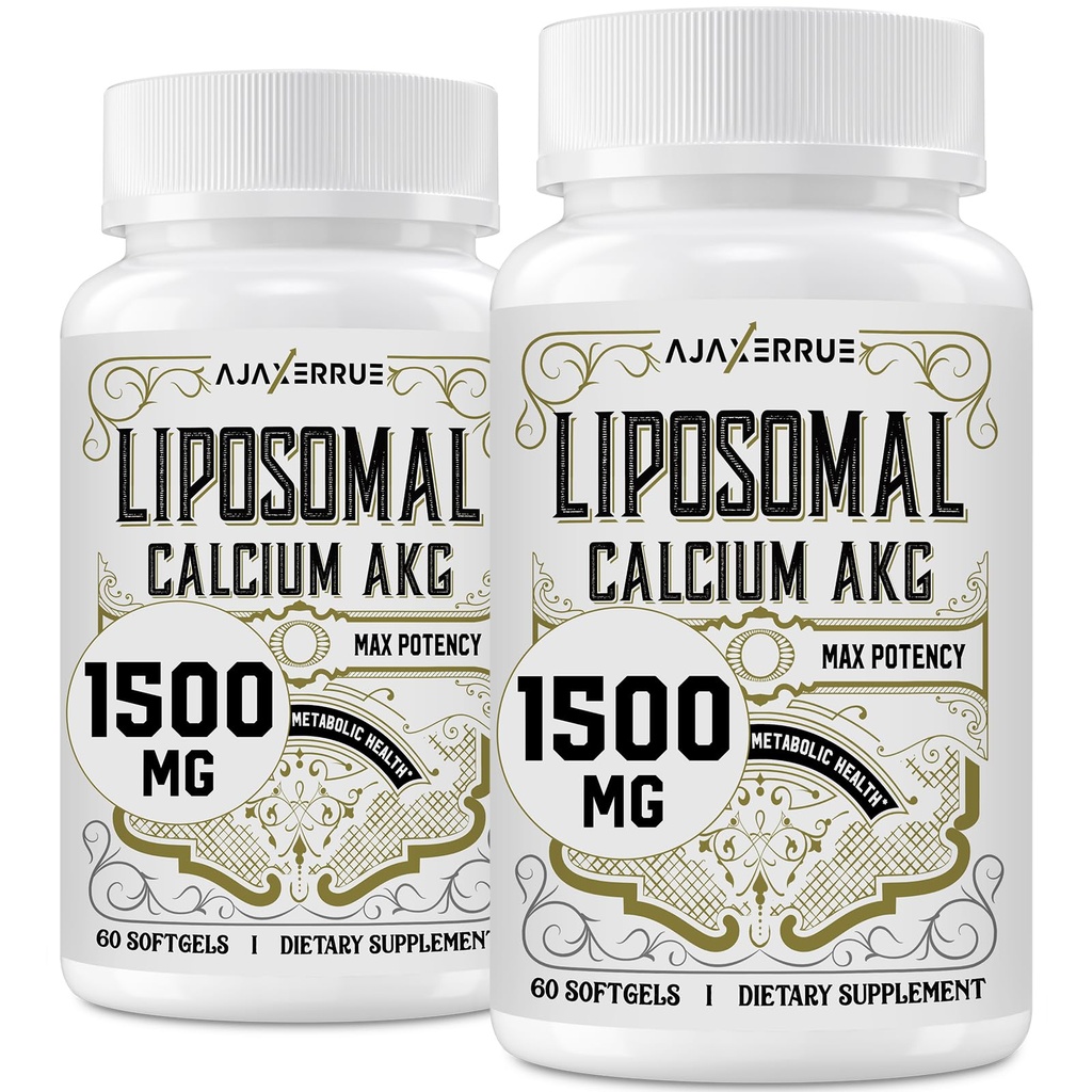 Liposomaluba AKG Supplement 1500 MG (Alpha-Ketoglutaric Acid), Yüksek Absorpsiyon, AAKG'dan daha etkili olan Ca AKG for Longevity, Age Defense, Cellular Energy, Metabolic Function, 120 Softgels