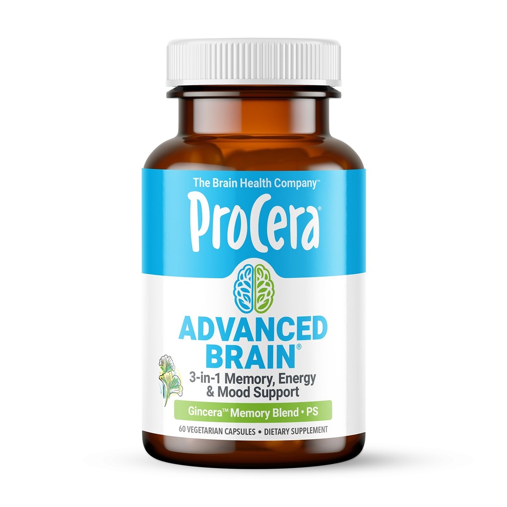 Procera Advanced Brain - Fast Acting - Malzemeler 100+ Çalışma tarafından Desteklendi - Memory, Recall - Concentration - Clears Fog - mental Clarity - Slows Cognitive Decline - 60 Counting - Malzemeler - Görseller Bilişsel Aralık