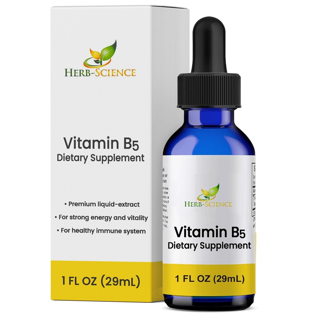 Sıvı B5 - 36 Hizmet - Yüksek Absiyon Pantothenic Acid for Energy, Mood & Nerve Support - Vegan Non-GMO Alkol Ücretsiz - Capsules veya Pills'tan Daha İyi - 1 Fl Oz