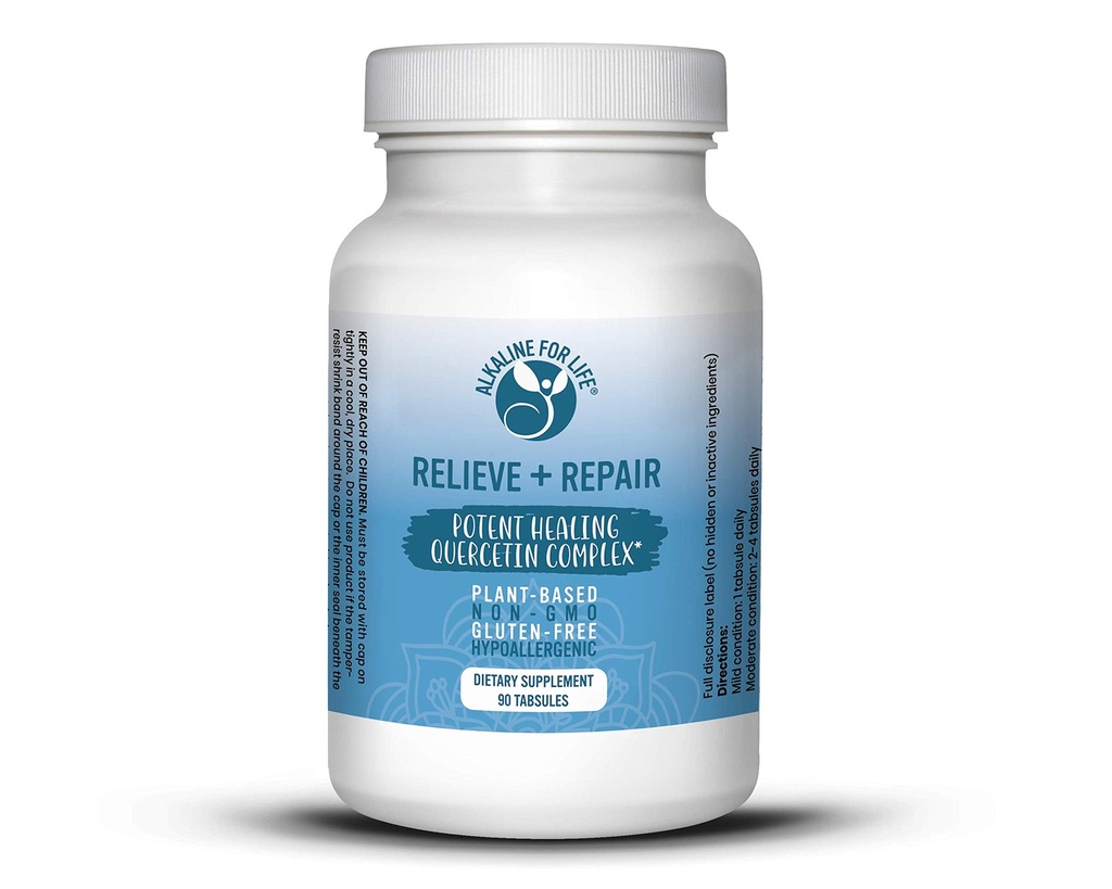 Relieve + Onarım Quercetin 1000 mg, Pomegranate Juice, OPC Antioksis Supplement - Pure Quercetin Dihidrat - Bioavailability için önceden belirlenmiş Form (90 Tabs)