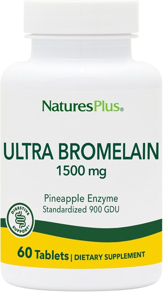 Natures Plus Ultra Bromelain - 60 Tablet - 1500 mg of Pineapple Bromelain - Supports Digestive Health, Joint Support & More - 60 Hizmet