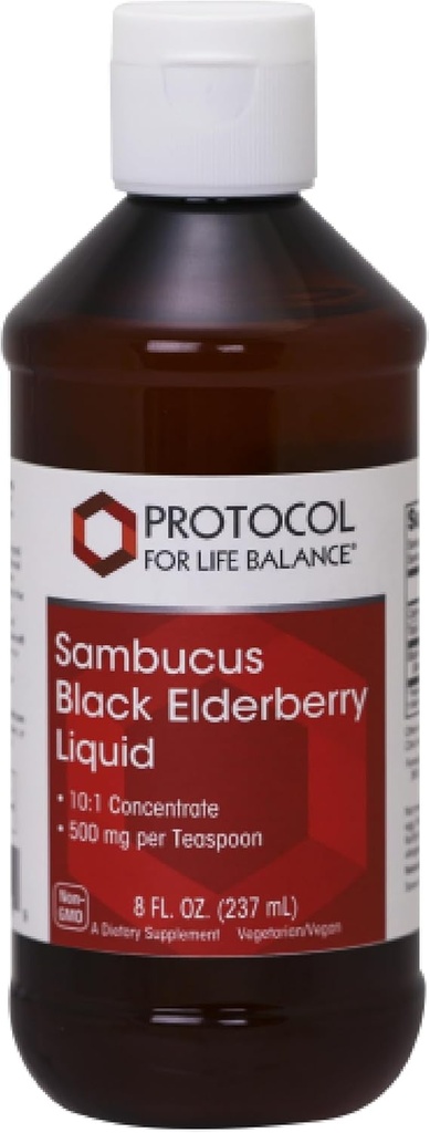 PROTOCOL FOR LIFE BALANCE Sambucus Black Elderberry - 500 mg Black Elder - Sağlık Desteği için - Doğal Occurring bileşiklerle - Non-GMO, Kosher & Vegan - 8 fl ozz