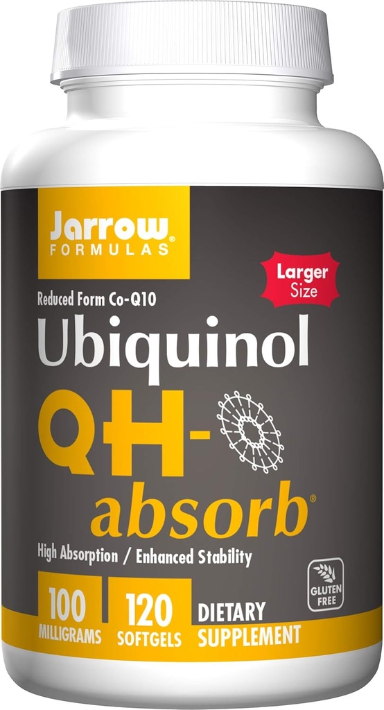 Jarrow Formulas QH-absorb 200 mg - 120 Softgels - High Absorption Co-Q10 - Active Antioxidant Form of Co-Q10 - Supports Mitochondrial Energy Production and Cardiovascular Health - Up to 120 Servings