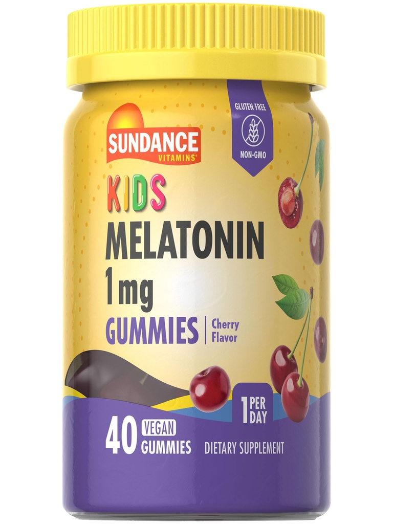 Sundance Kid'in Melatonin Gummies 1mg | 40 Kont | Cherry Flavor | Vegan, Non-GMO ve Gluten Free Supplement Supplement Supplement