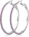 925 Sterling Silver Earrings Large Renstone Hoop Earrings Big Cubic Zirconia Hoop Earrings İnce Renstones Round Hoop Earrings for Women 20/30/40/50 / 70mm Coly Hoops Kadınlar için Kristallerle