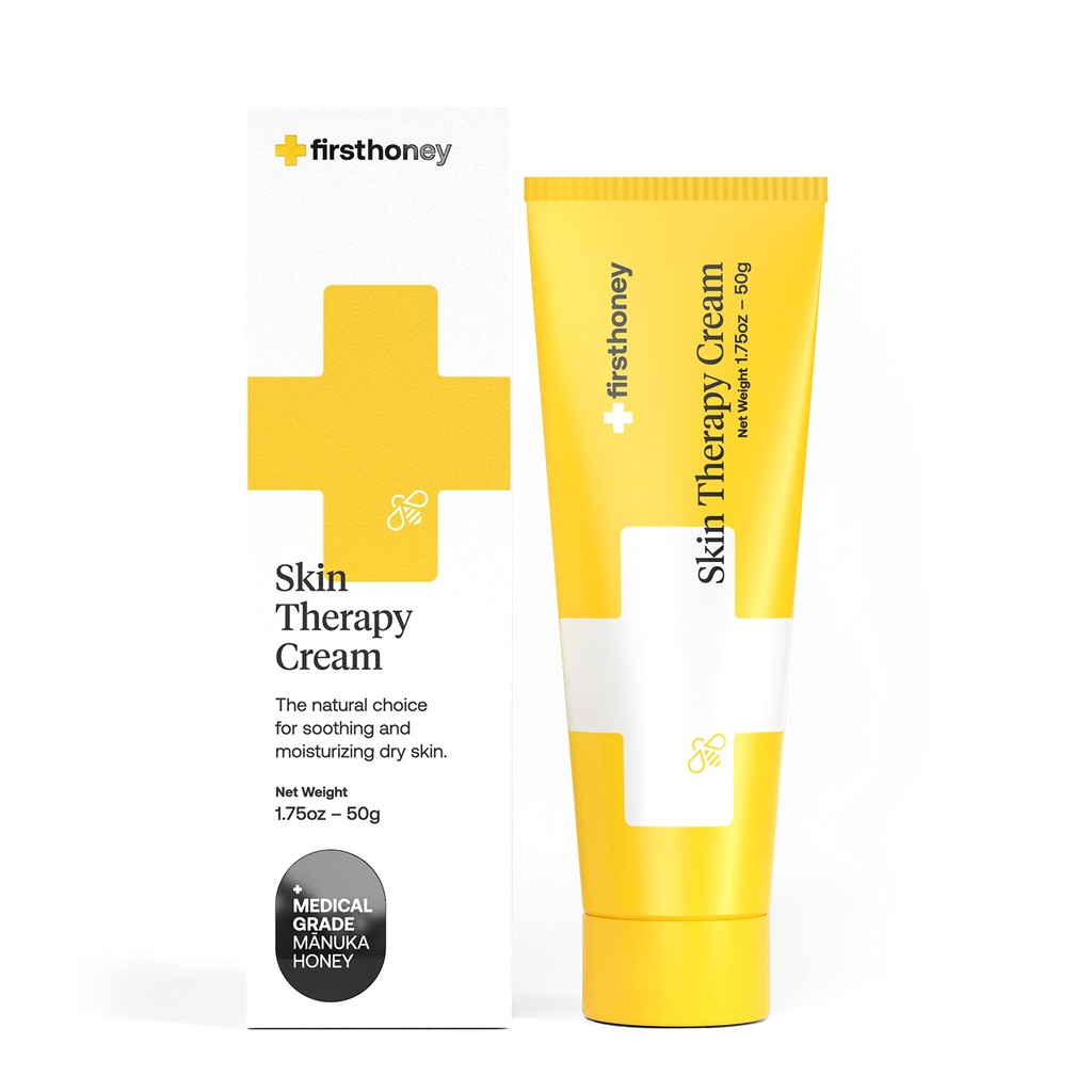 İlk Honey® Manuka Honey Cream For Kuru & Itchy Skin | Eczema için Hızlı Yardım, Rosacea, Psoriasis, & Dermatitis | Natural & No Fillers | Bebekler ve Toddler için Güvenli | 1.75 ozz