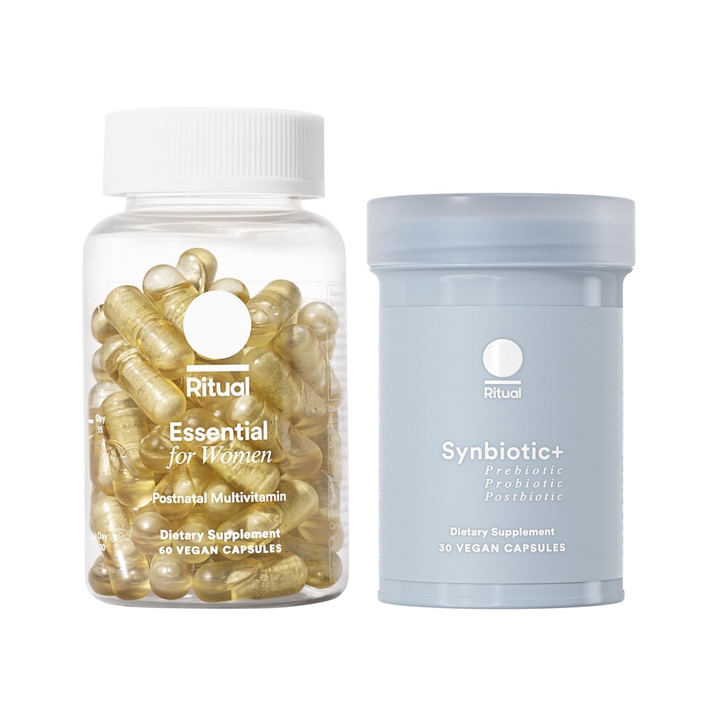 Ritual Postnatal Multivitamin ve Gut Duo Supplements with Postnatal Vitamins and Synbiyotik+: 3-in-1 Probiyotik, Prebiyotik, Postbiyotik, Supports Lactation ve Gut Health, 30 Day Supply