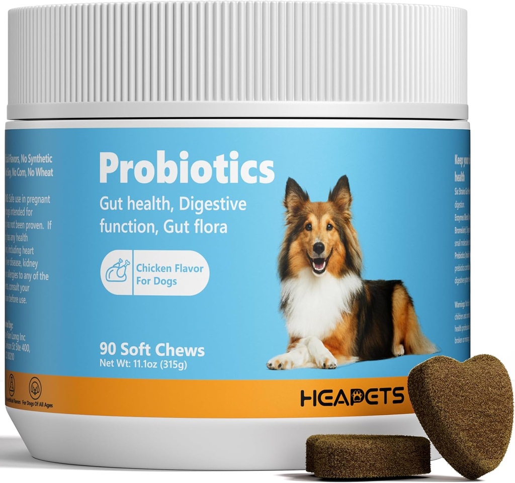 Digestive Enzymes, Probiyotikler ve Prebiyotikler, Destek Gut Health, Digestive Health, Gut Flora ve Diarrhea, Dog Probiyotik Chews for Immune System (Chicken Chews, 90ct)
