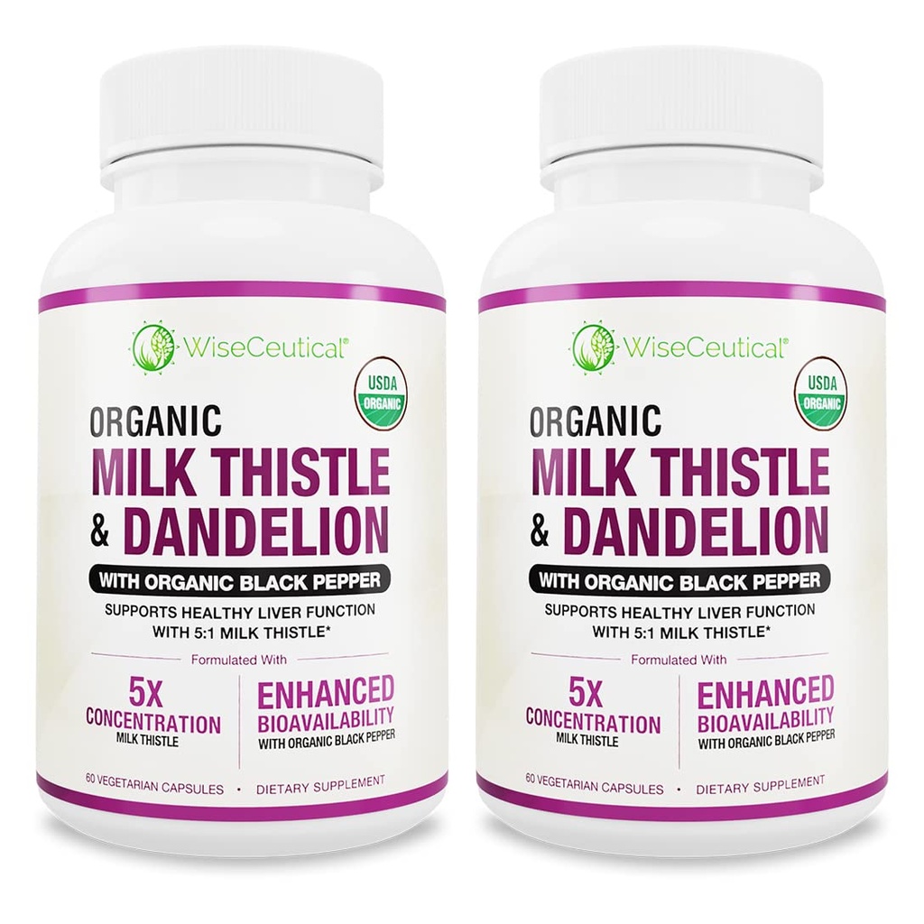 Max Abxia USDA Organik Süt Butle Potent 5:1 Yoğun Ekstraksiyon (2000 mg Strength) & Organik Dandelion Root | Silymarin Anti Flavonoid | Liver Support Supplement (60 Kont)