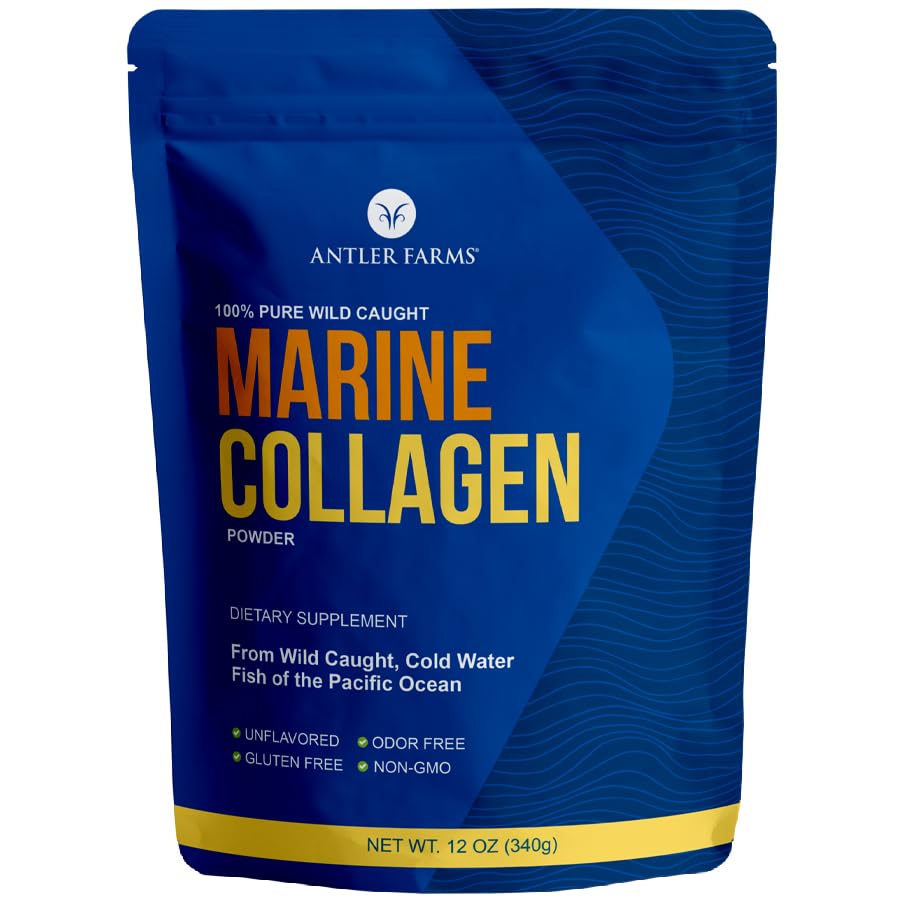 Antler Farms - 100% Pure, Clean Marine Collagen Powder from Wild Caught Pacific Snapper, 12 oz – Soluble in Hot or Cold Liquids, Highly Bioavailable, Rapid Absorption, No Taste or Smell