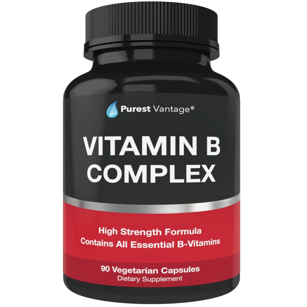 B Complex Vitaminleri B12, B1, B2, B3, B5, B6, B7, B9, Folic Acid - Super B Complex Vitamins for Women, Men, Yetişkinler - 90 Vegetarian Capsules