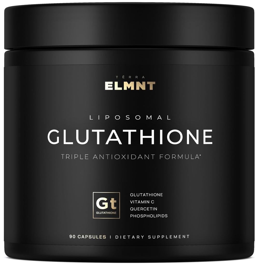 ELMNT 2150 mg Super Liposomal Glutathione Supplement w. Vitamin C, Quercetin & Pure L Glutathione 2000 mg Triple Action Formula Glutathione Liposomal Supplement w.