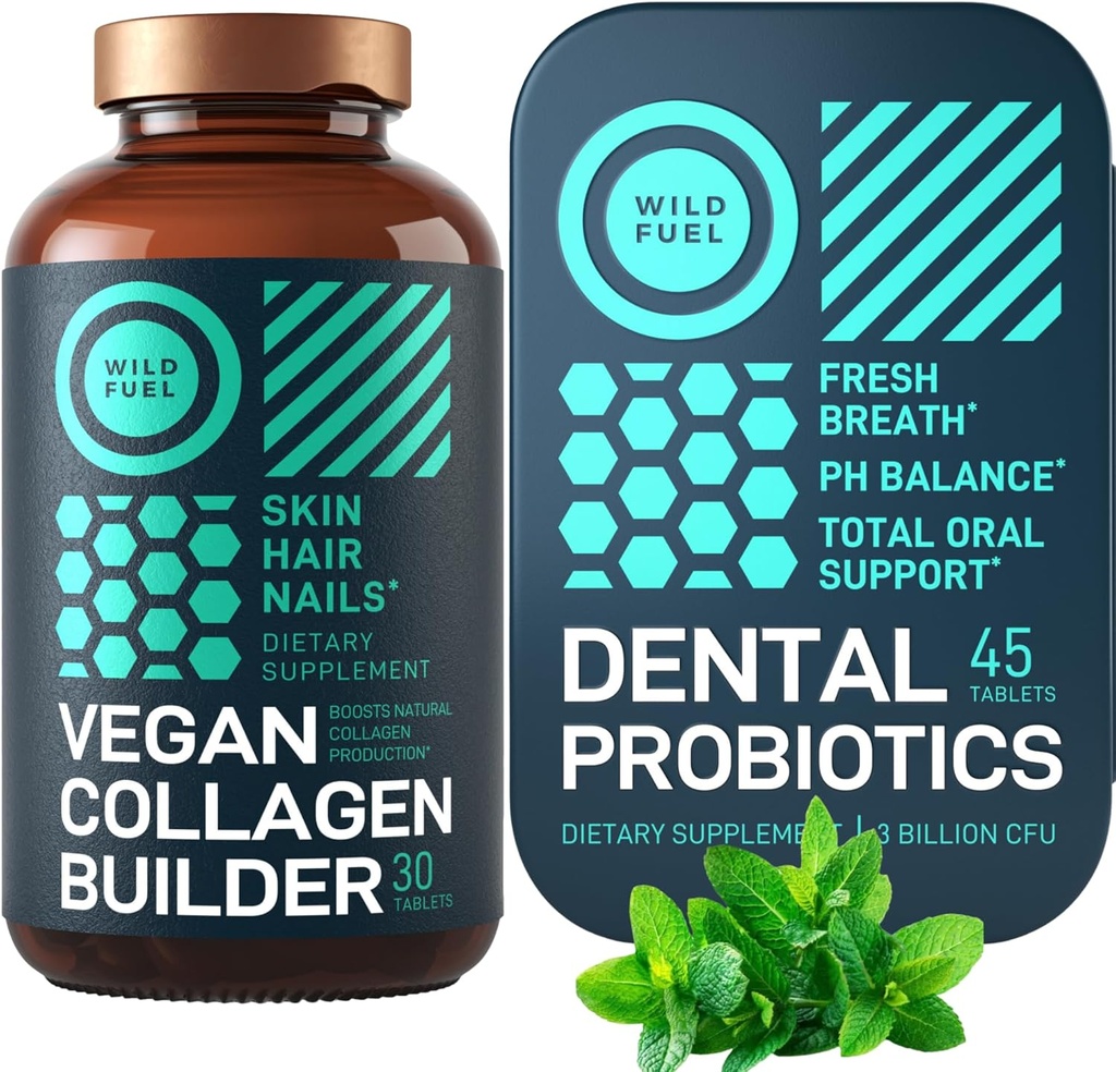 WILD FUEL Vegan Collagen Builder and Dental Probiyotiks for Fresh Breath Sche
