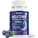 Melatonin 50 mg for Yetişkinler - Ekstra Kuvvet 9-in-1 Hızlı Dissolve Sublingual - w/Vitamin D3 & MSM, Relaxing Herbal Mix-Ashwagandha, Lemon Balm, Passionflower,Chamomile,Sugar Free, Vegan 60 Hizmetler
